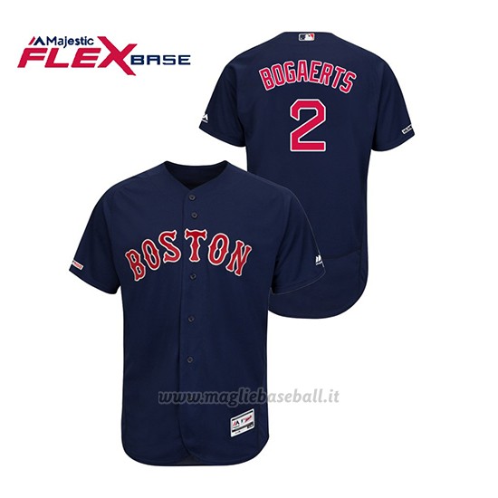Maglia Baseball Uomo Boston Red Sox Xander Bogaerts 150th Aniversario Patch Autentico Flex Base Blu
